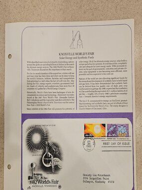 RARE COLLECTIBLE USPS 1ST DAY ISSUE COVER 1982 WORLDS FAIR STAMP ENVELOPE FDC